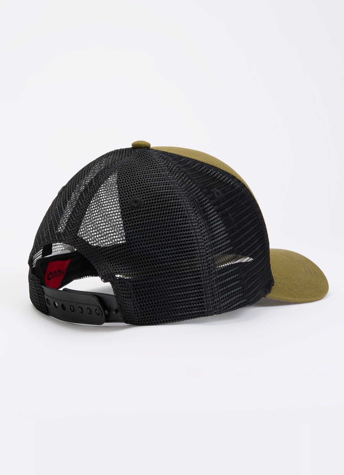 HUGO Pet van katoenen twill met mesh panelen - detail bronsgroen