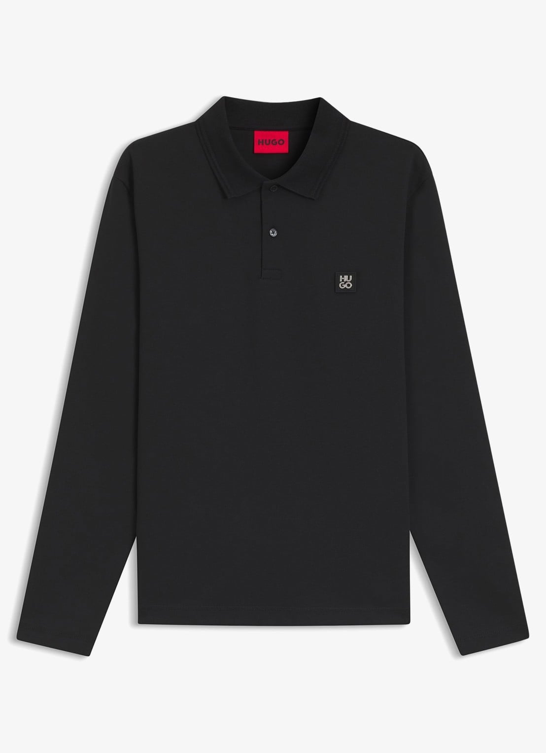 HUGO Polo met logo - voorkant 3 zwart