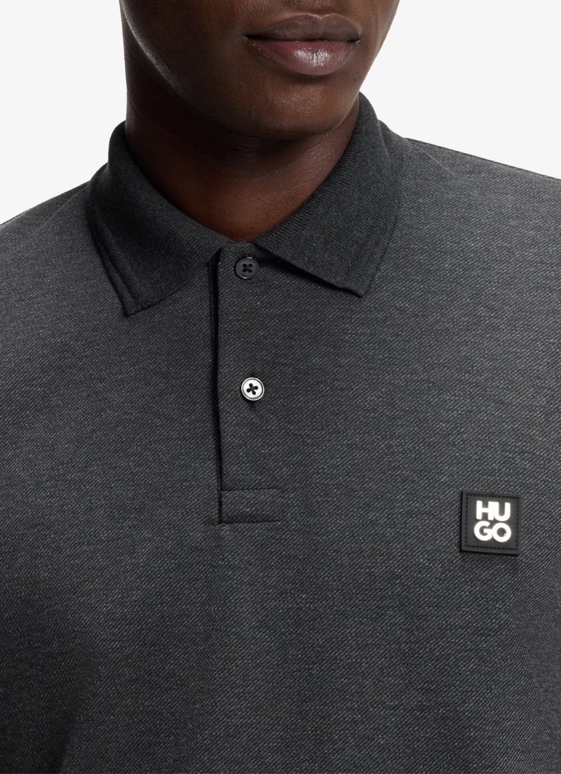 HUGO Polo met logo - detail 5 donkergrijs