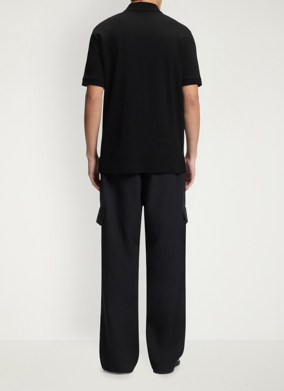 HUGO Polo van katoenpiqué met contrastlogo - achterkant black-001 / zwart