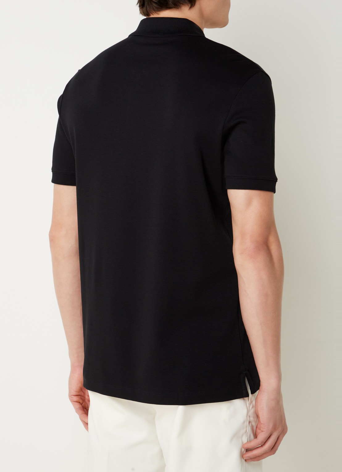 HUGO Polo van katoenpiqué met contrastlogo - achterkant 2 black-001 / zwart
