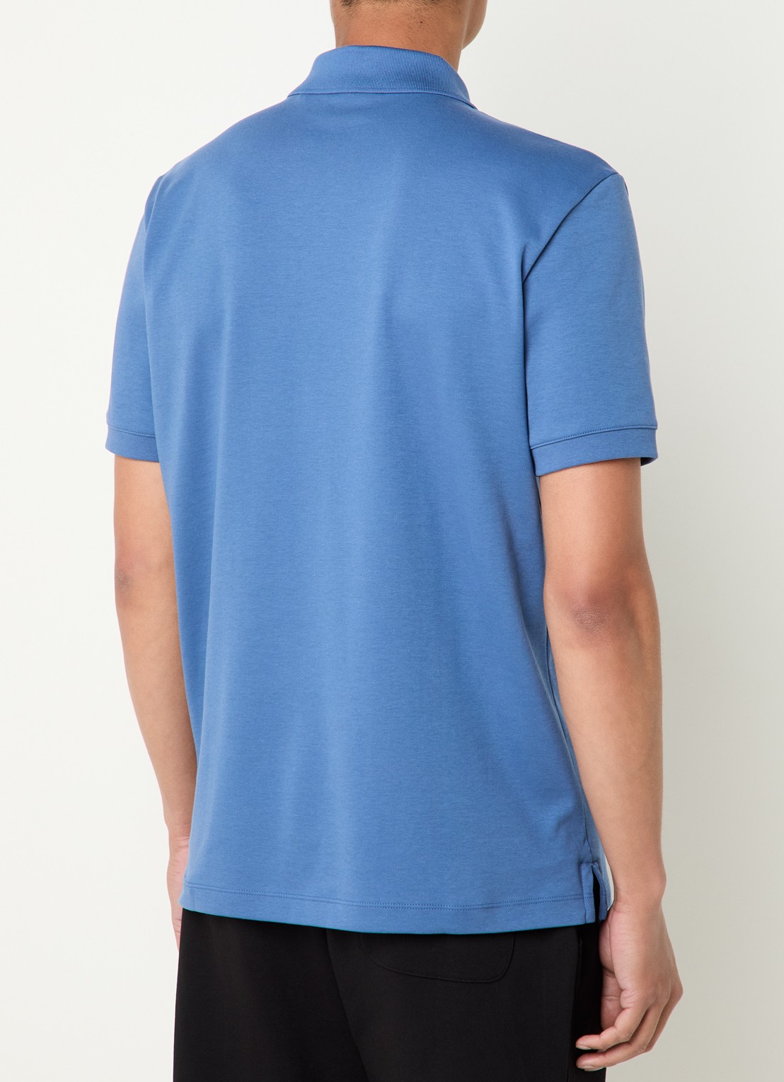 HUGO Polo van katoenpiqué met contrastlogo - achterkant 2 medium blue-427 / blauw