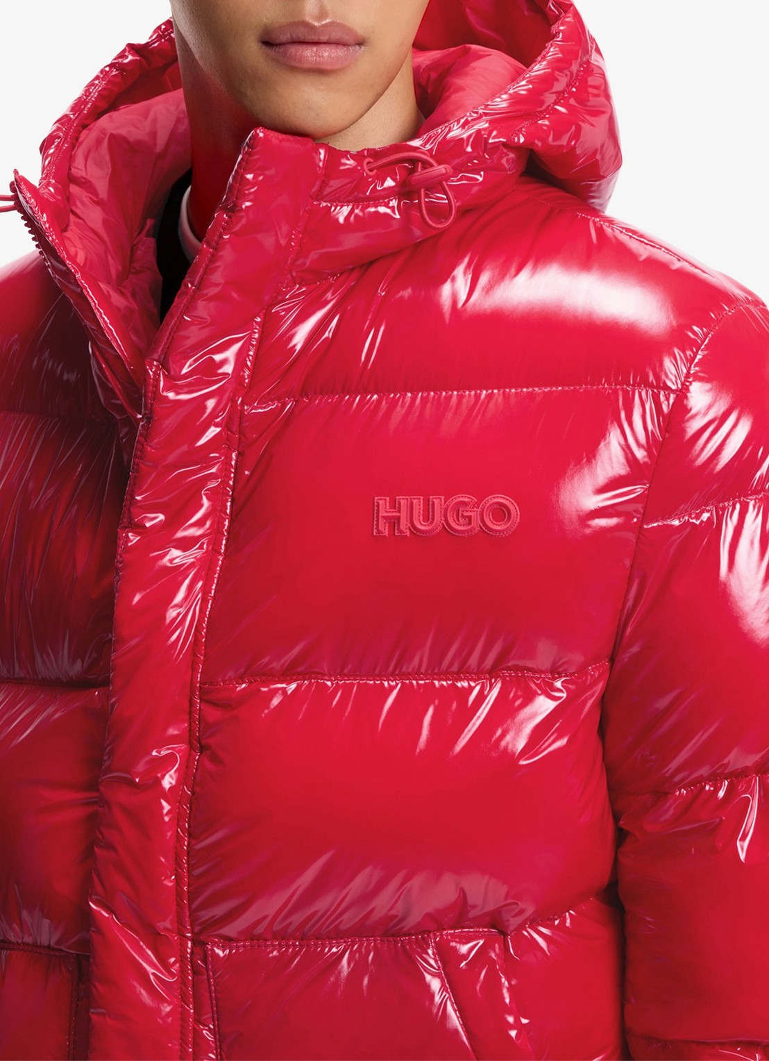 HUGO Puffer jack met glanzende finish - detail 2 oudroze