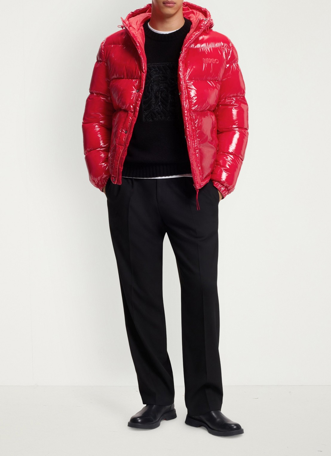HUGO Puffer jack met glanzende finish - voorkant 6 oudroze