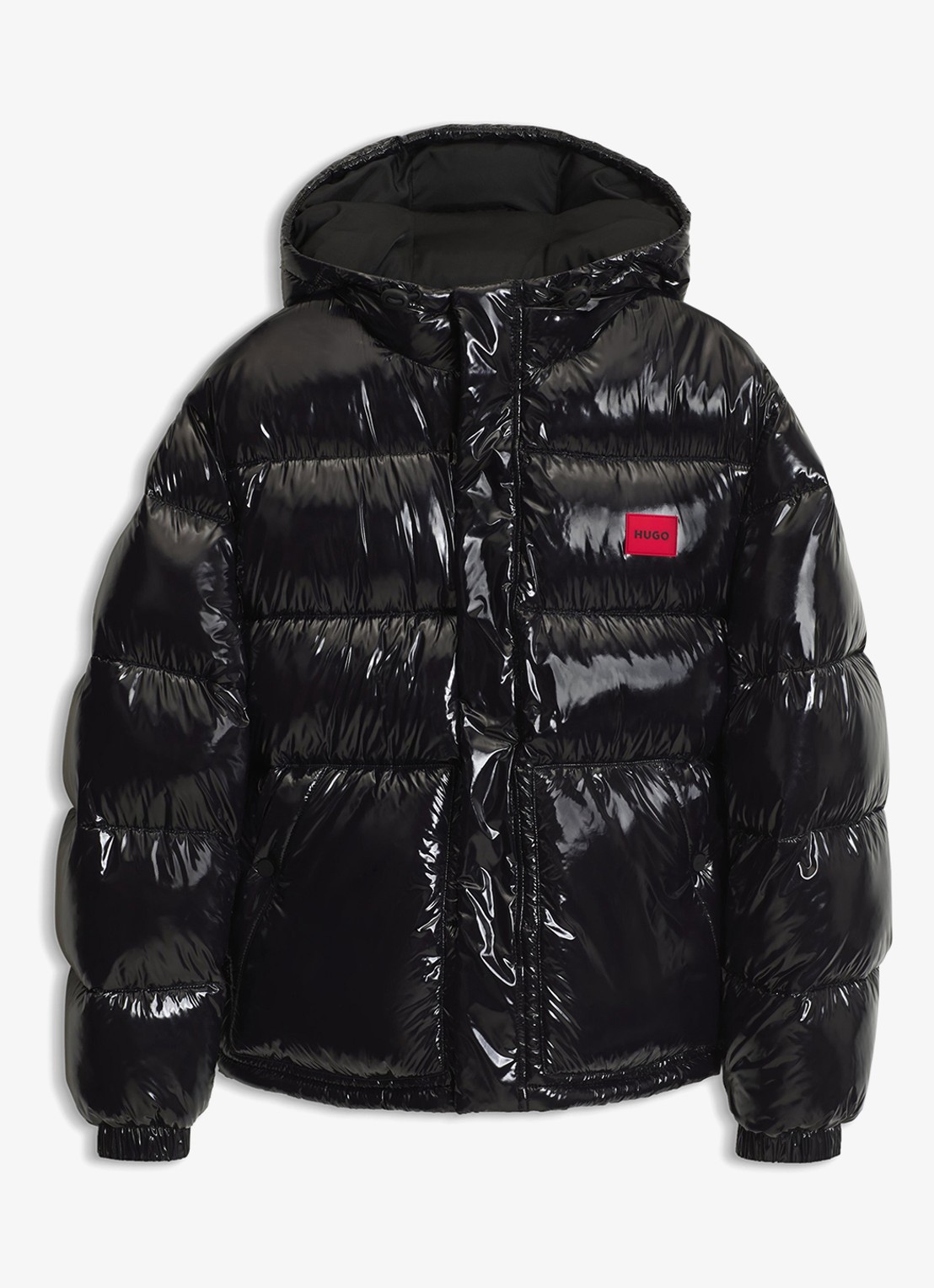 HUGO Puffer jas met capuchon - voorkant 5 zwart