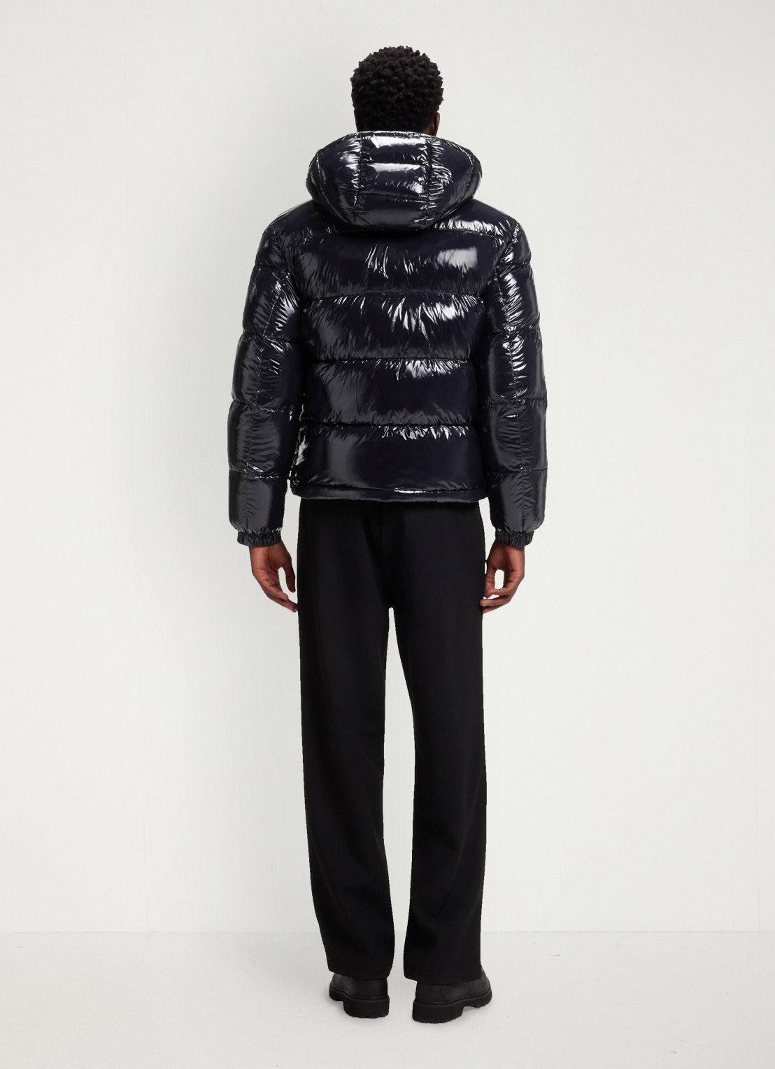 HUGO Puffer jas met capuchon - achterkant blauw