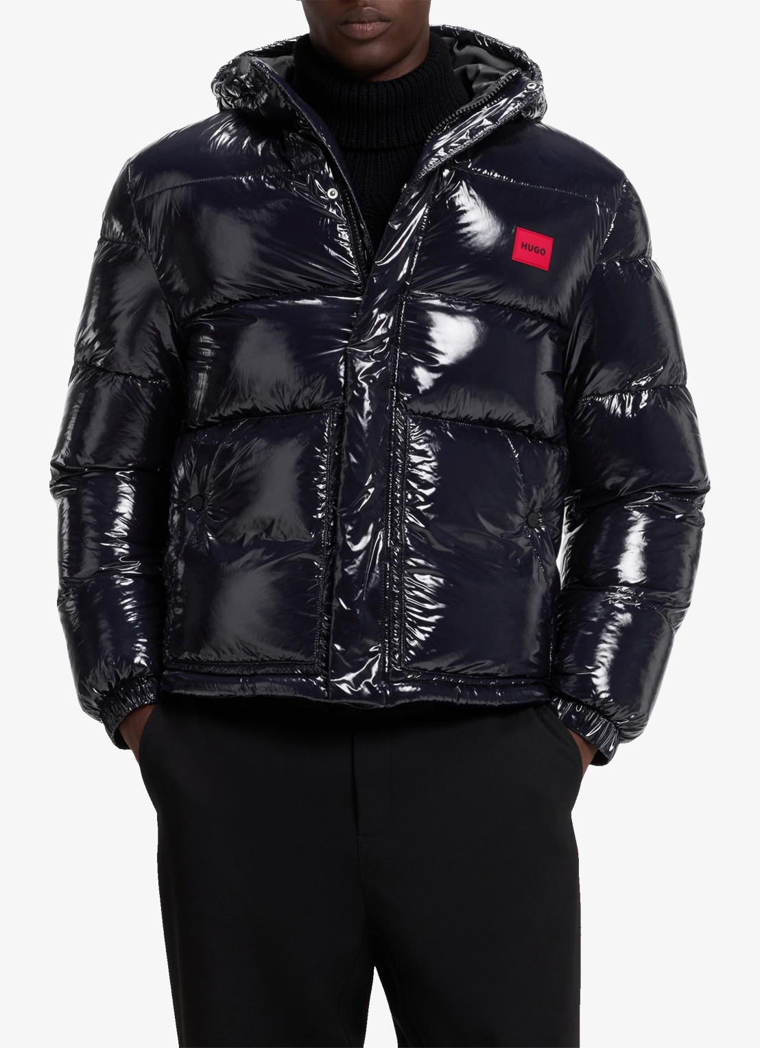 HUGO Puffer jas met capuchon - detail 4 blauw
