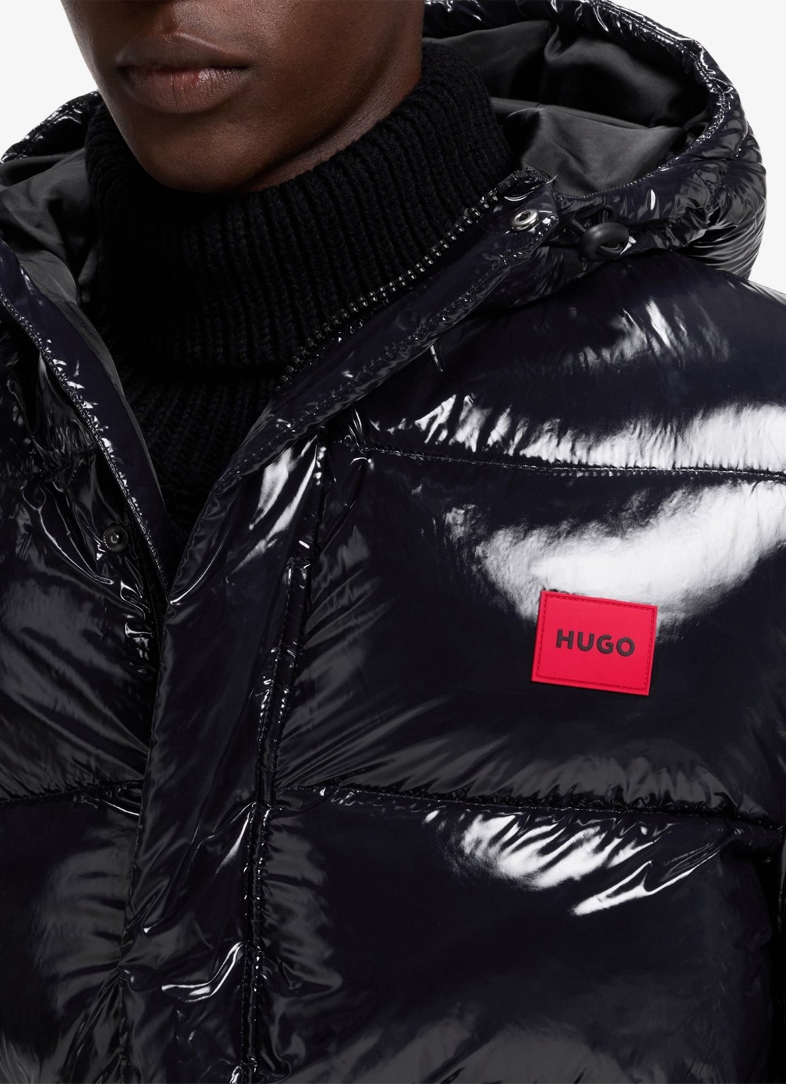 HUGO Puffer jas met capuchon - detail 5 blauw