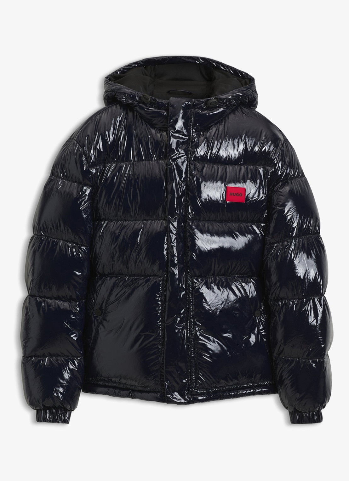 HUGO Puffer jas met capuchon - voorkant 2 blauw
