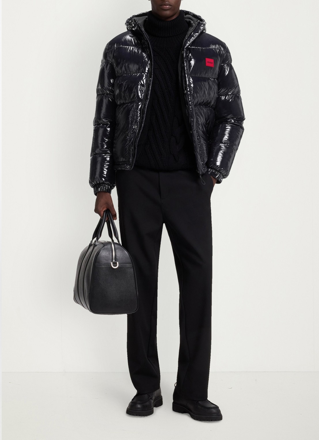 HUGO Puffer jas met capuchon - voorkant 3 blauw