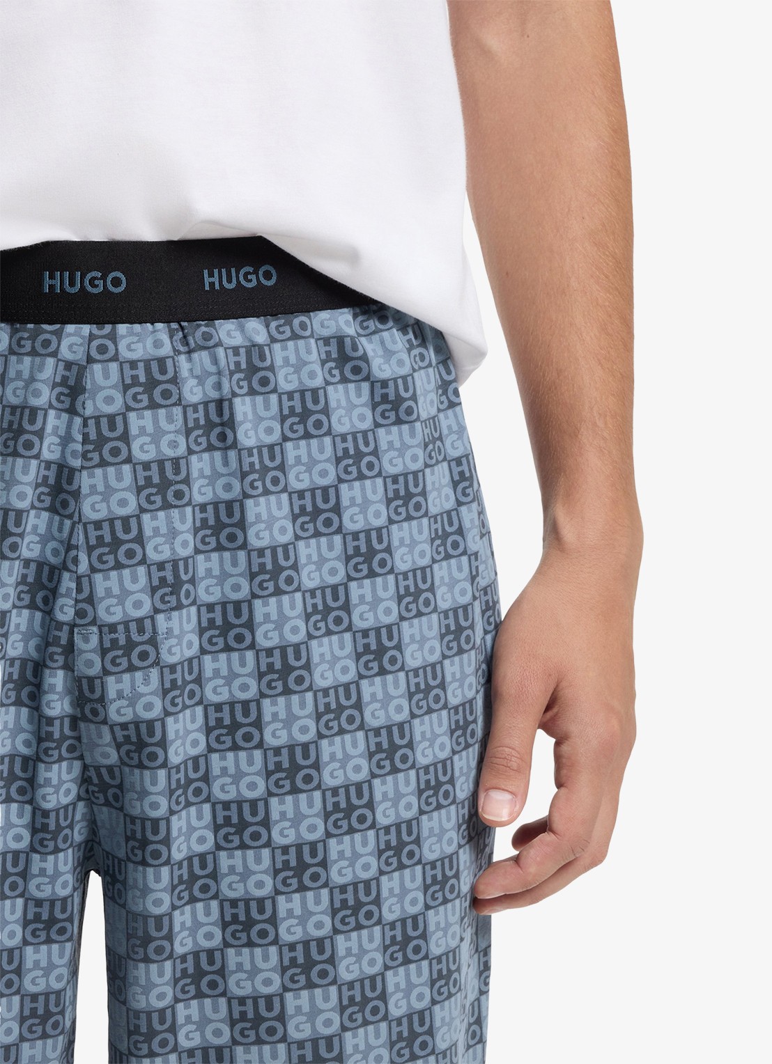 HUGO Pyjamabroek met logoprint - detail 2 blauwgrijs
