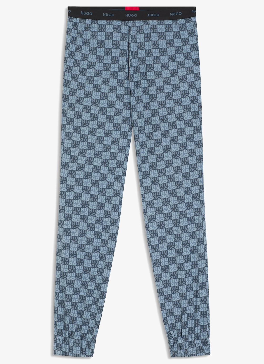 HUGO Pyjamabroek met logoprint - voorkant 3 blauwgrijs