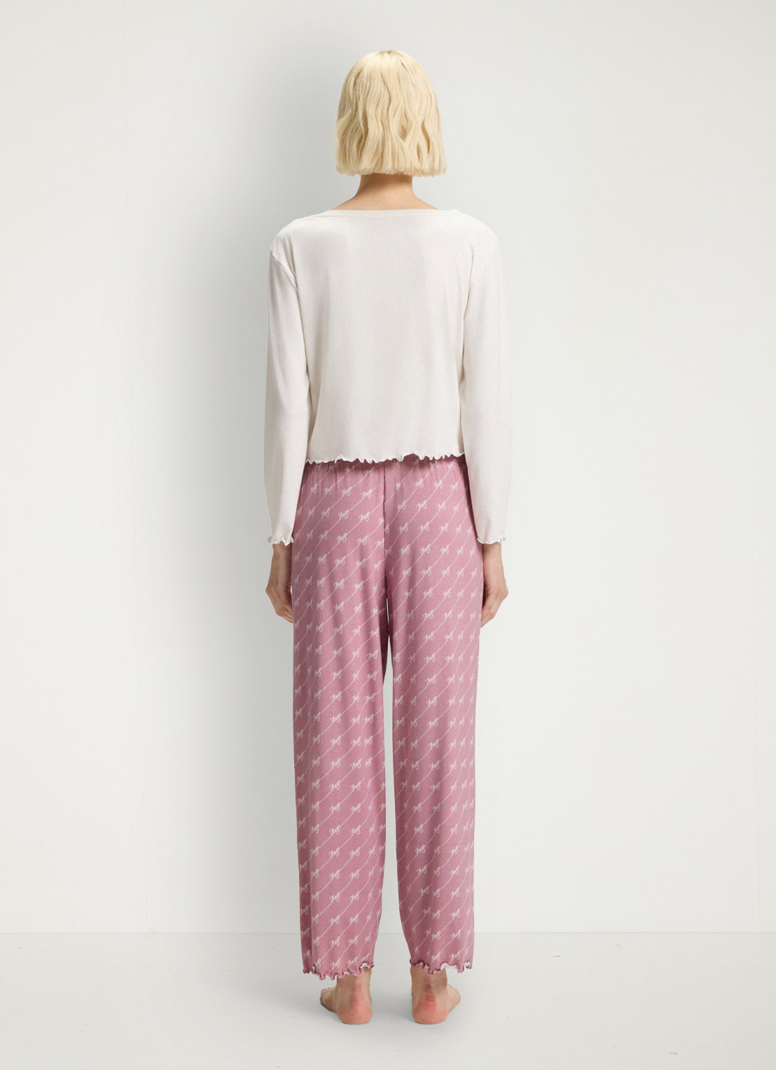 HUGO Pyjamabroek van stretchjersey met all-over print - achterkant open pink-698 / roze