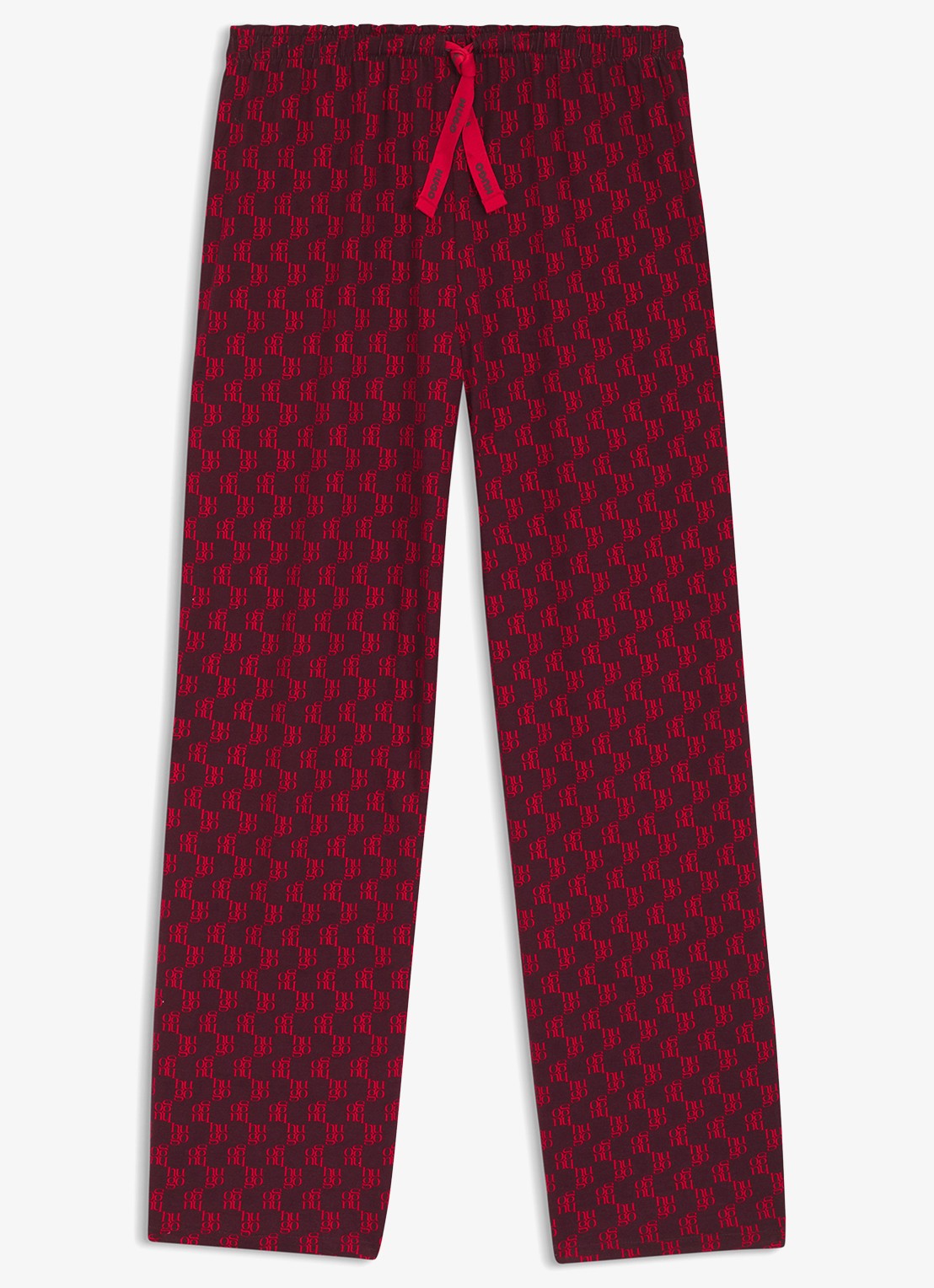 HUGO Pyjamabroek van stretchjersey met all-over print - voorkant donkerrood