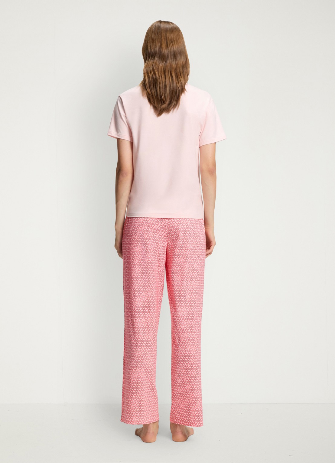 HUGO Pyjamabroek van stretchjersey met all-over print - achterkant 5 lichtroze