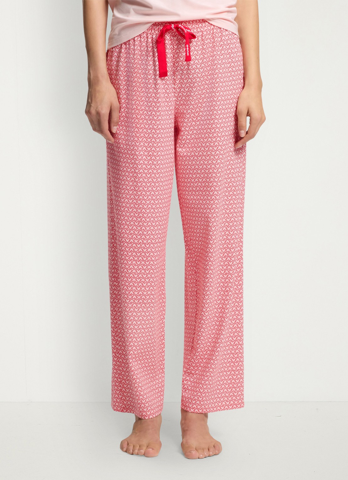 HUGO Pyjamabroek van stretchjersey met all-over print - detail 3 lichtroze