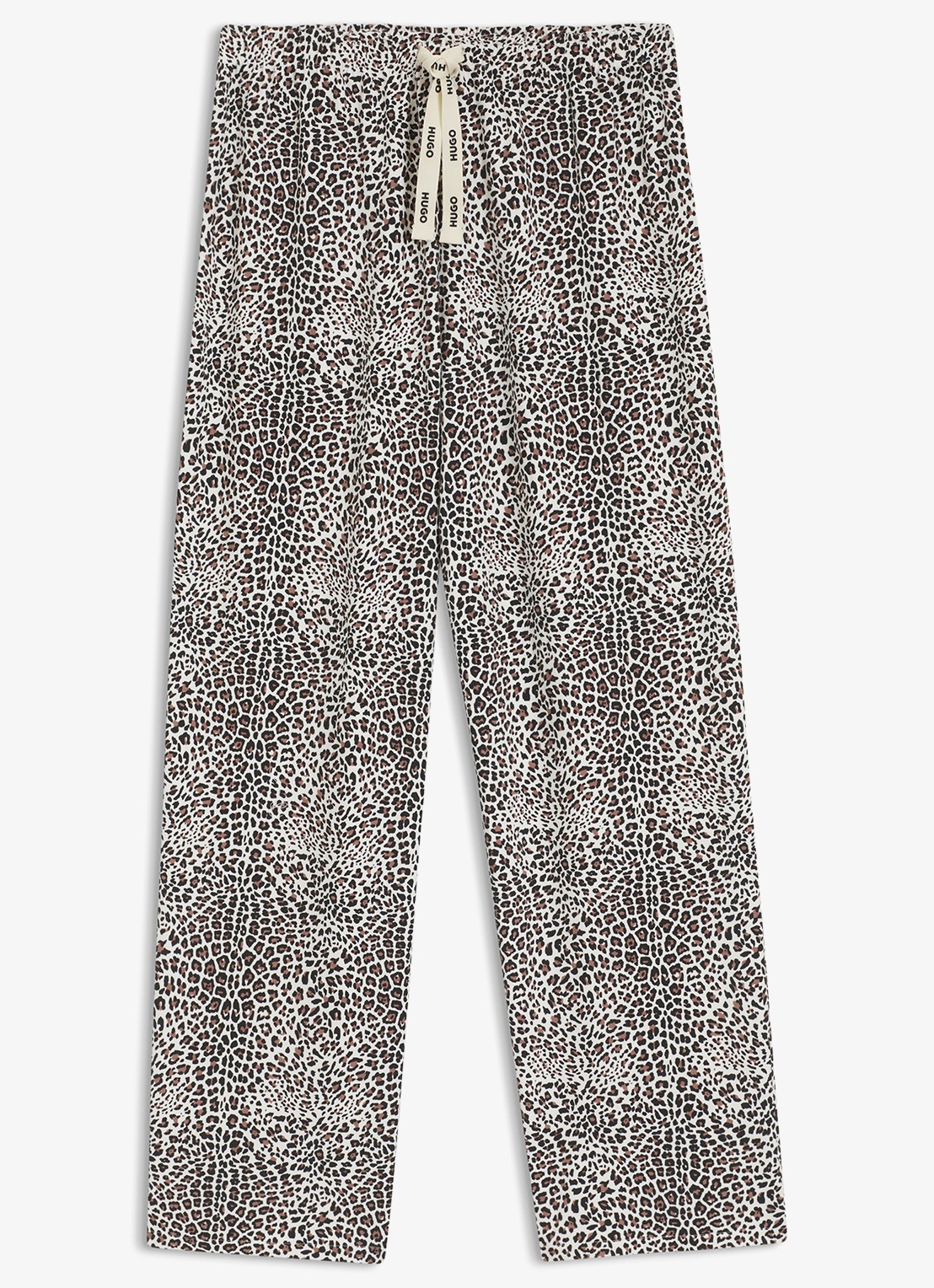 HUGO Pyjamabroek van stretchjersey met all-over print - voorkant 4 lichtbruin