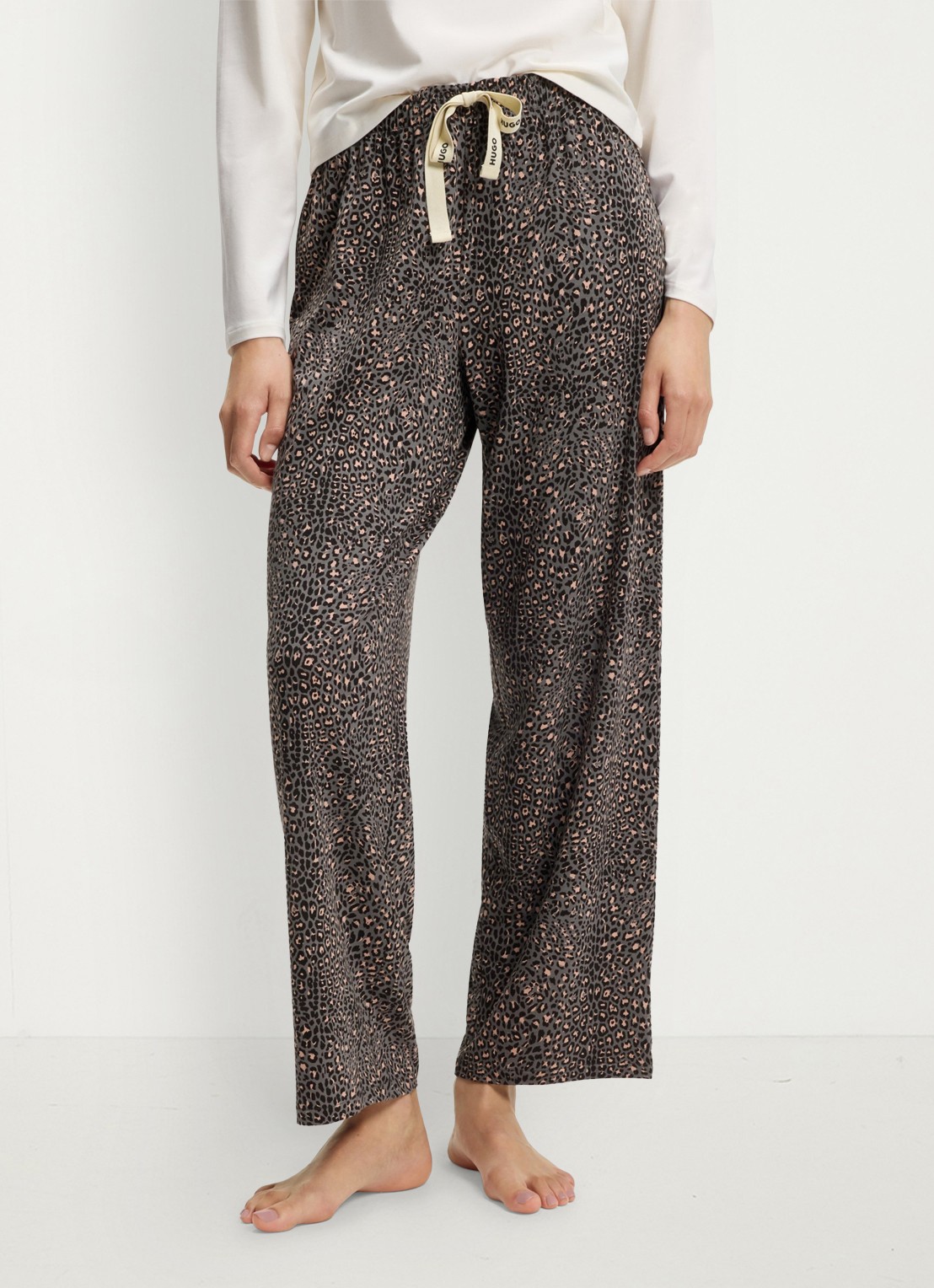 HUGO Pyjamabroek van stretchjersey met all-over print - detail 4 middengrijs