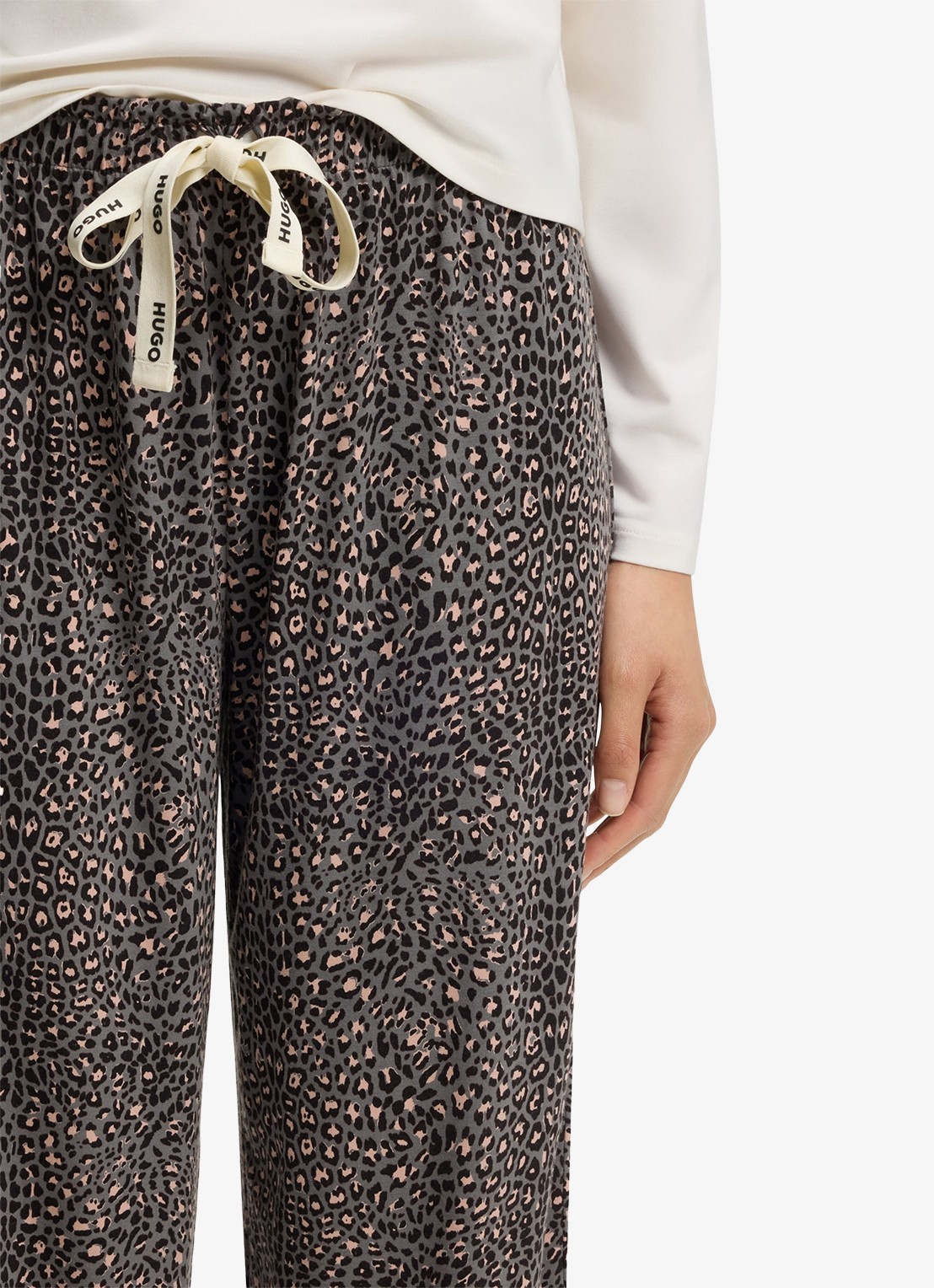 HUGO Pyjamabroek van stretchjersey met all-over print - detail 5 middengrijs