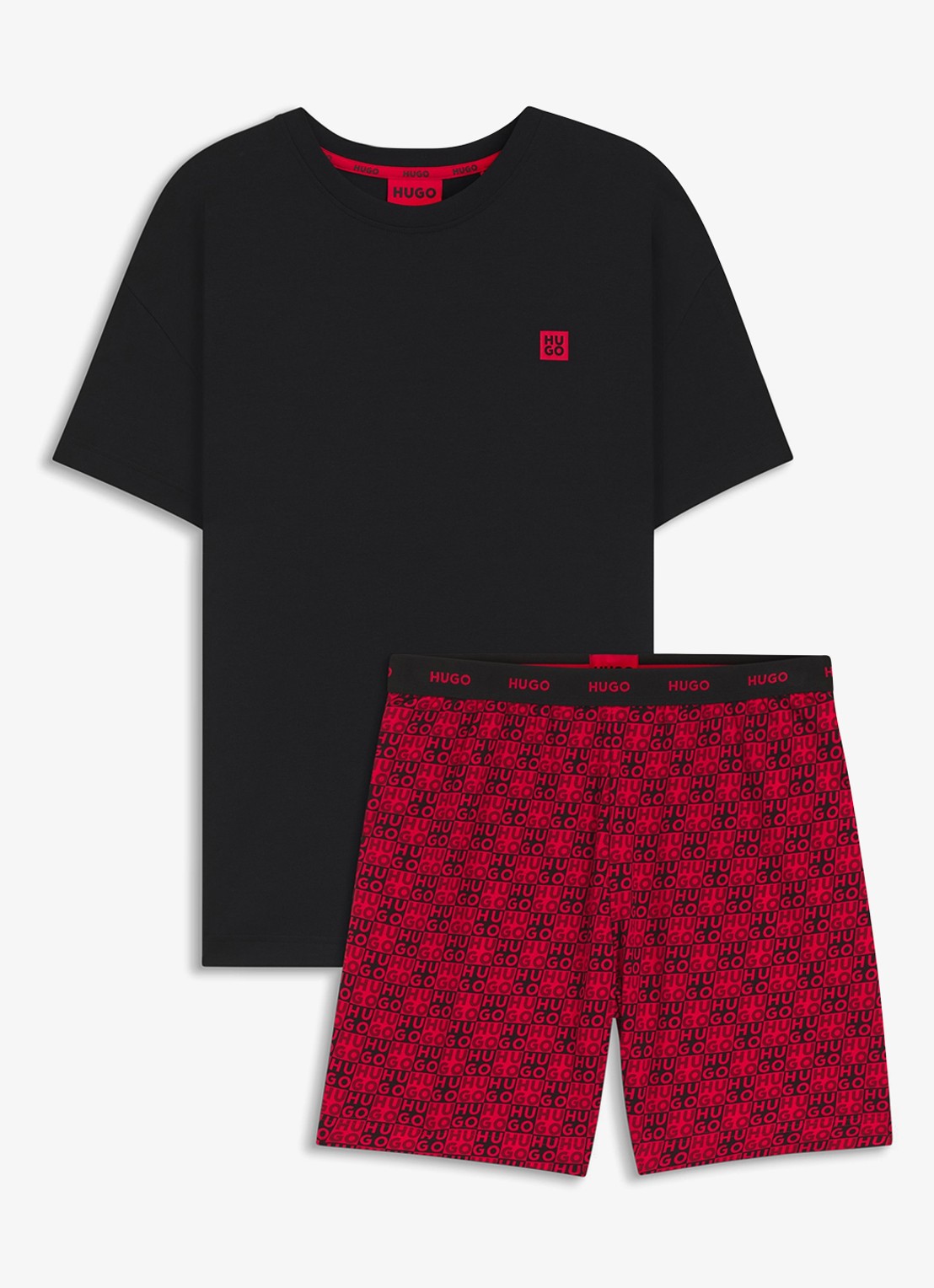 HUGO Pyjamaset met logo - voorkant rood