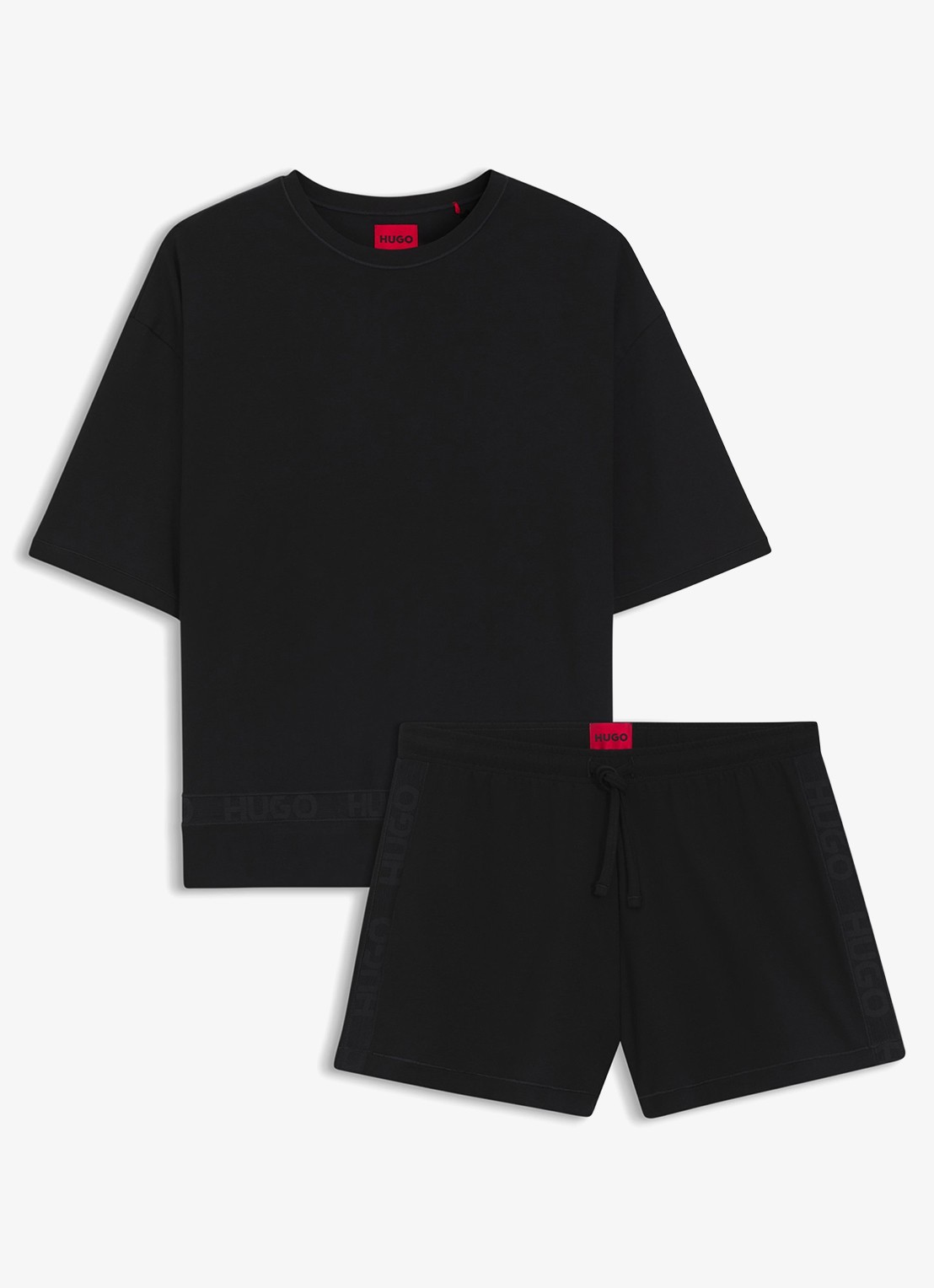 HUGO Pyjamaset met mesh detail - voorkant 4 zwart