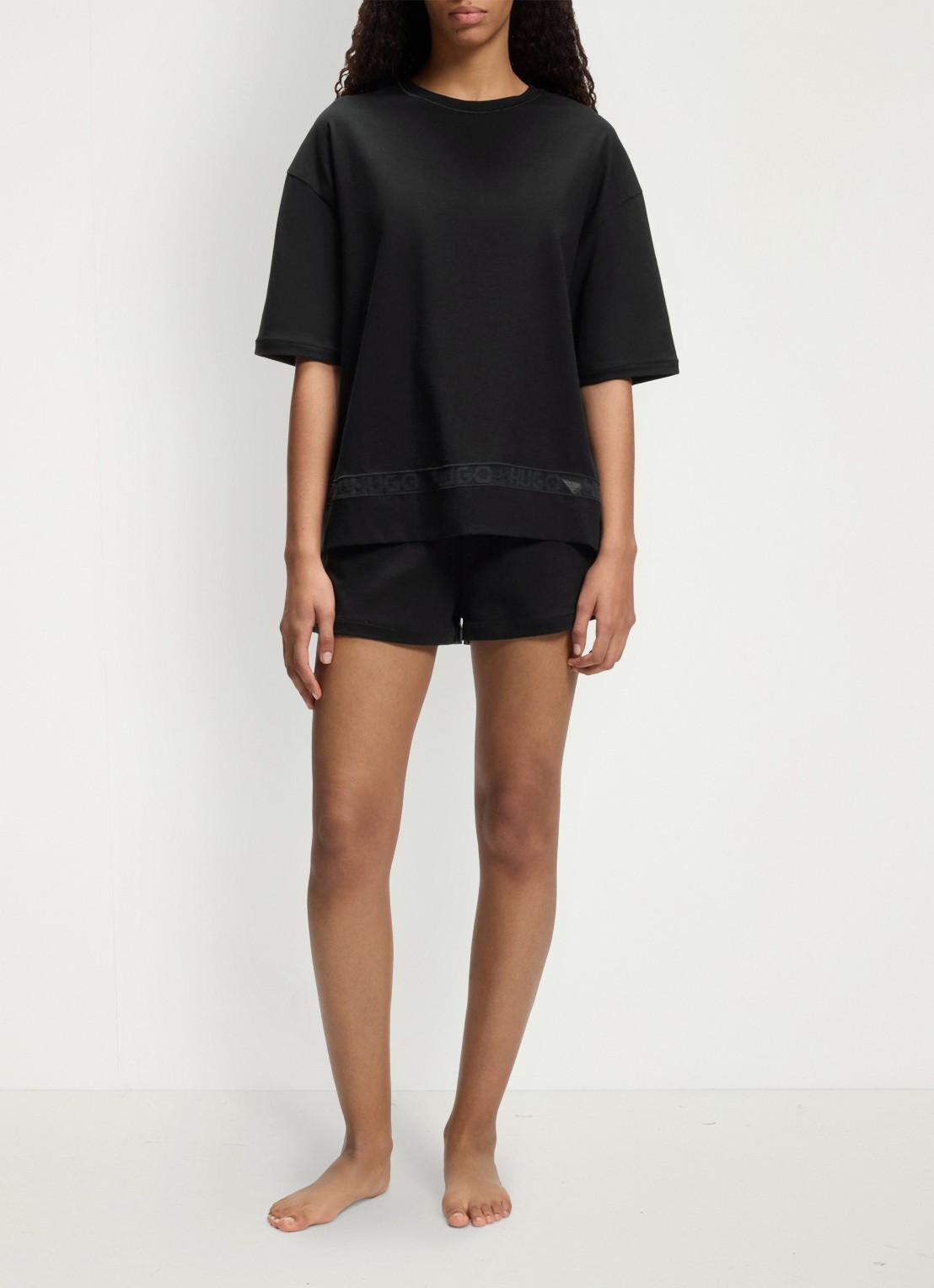 HUGO Pyjamaset met mesh detail - voorkant 5 zwart
