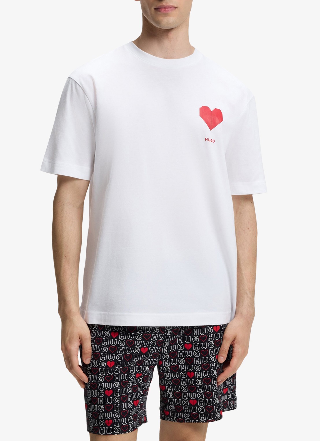 HUGO Pyjamaset van katoen met logo - detail 4 open miscellaneous-960 / wit