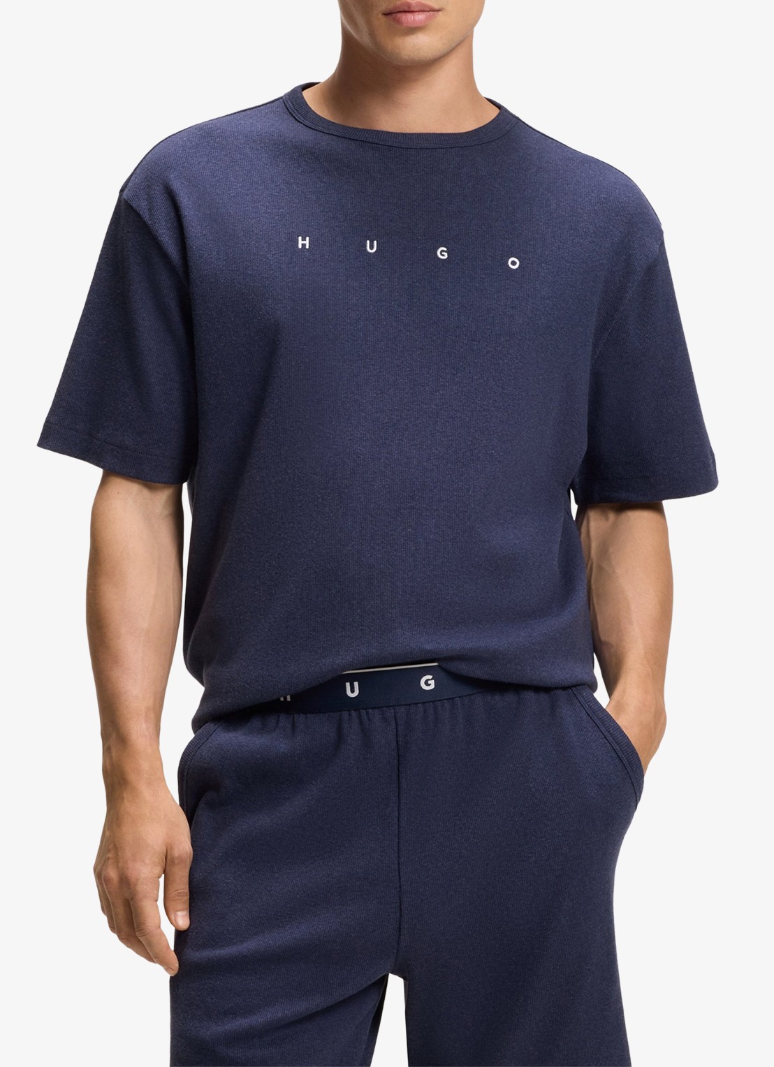 HUGO Pyjamashirt met logo - detail 3 donkerblauw