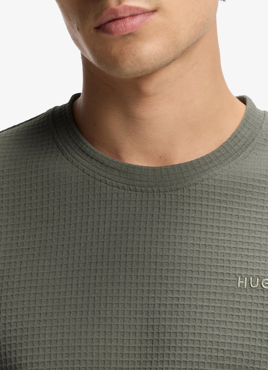 HUGO Pyjamashirt met wafelstructuur en logostiksel - detail 5 dark green-306 / groen