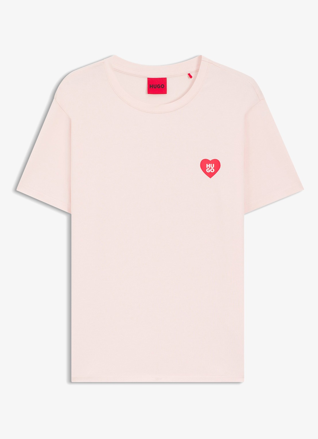 HUGO Pyjamashirt van stretchjersey met logoprint - voorkant lichtroze