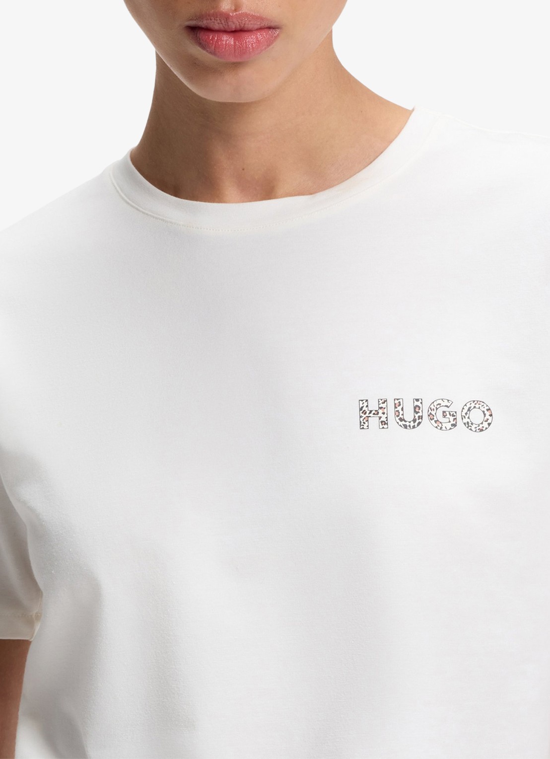 HUGO Pyjamashirt van stretchjersey met logoprint - detail 3 wit