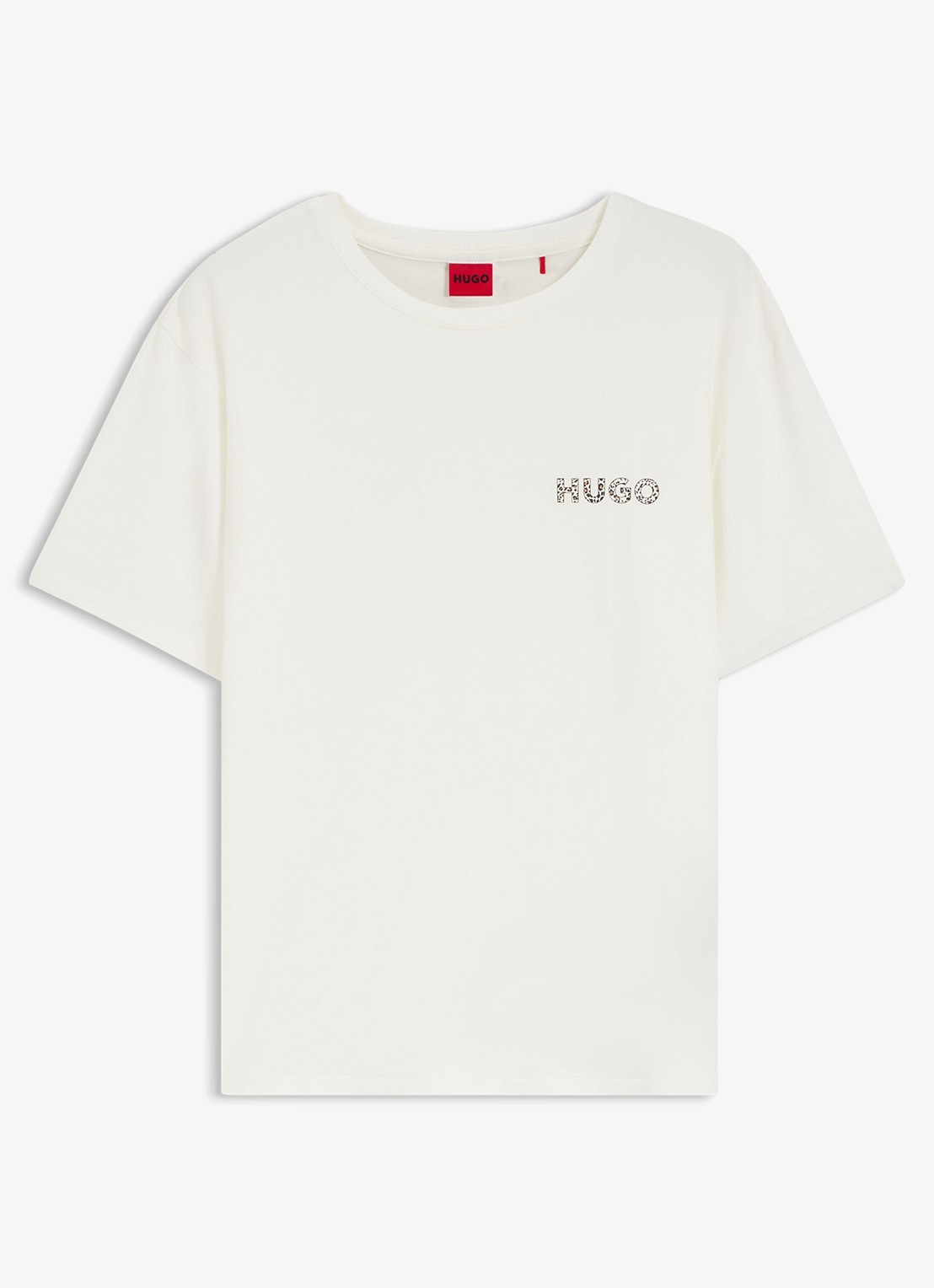HUGO Pyjamashirt van stretchjersey met logoprint - voorkant 4 wit