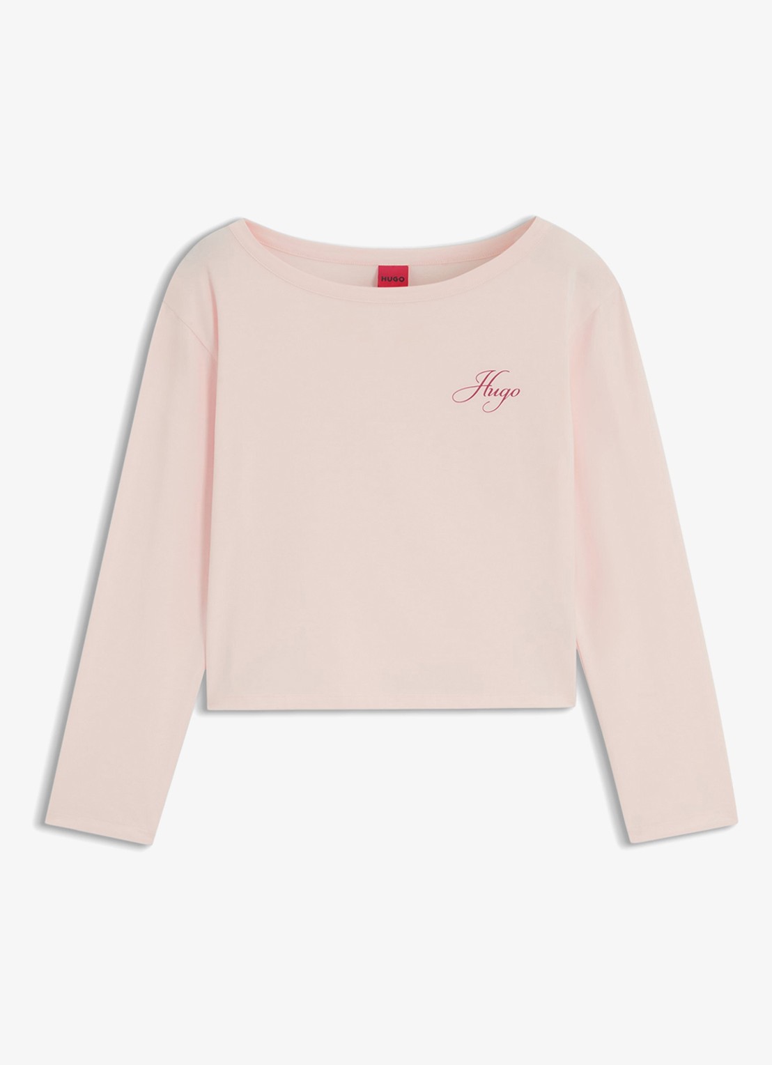 HUGO Pyjamatop met logo - voorkant 4 open pink-691 / roze