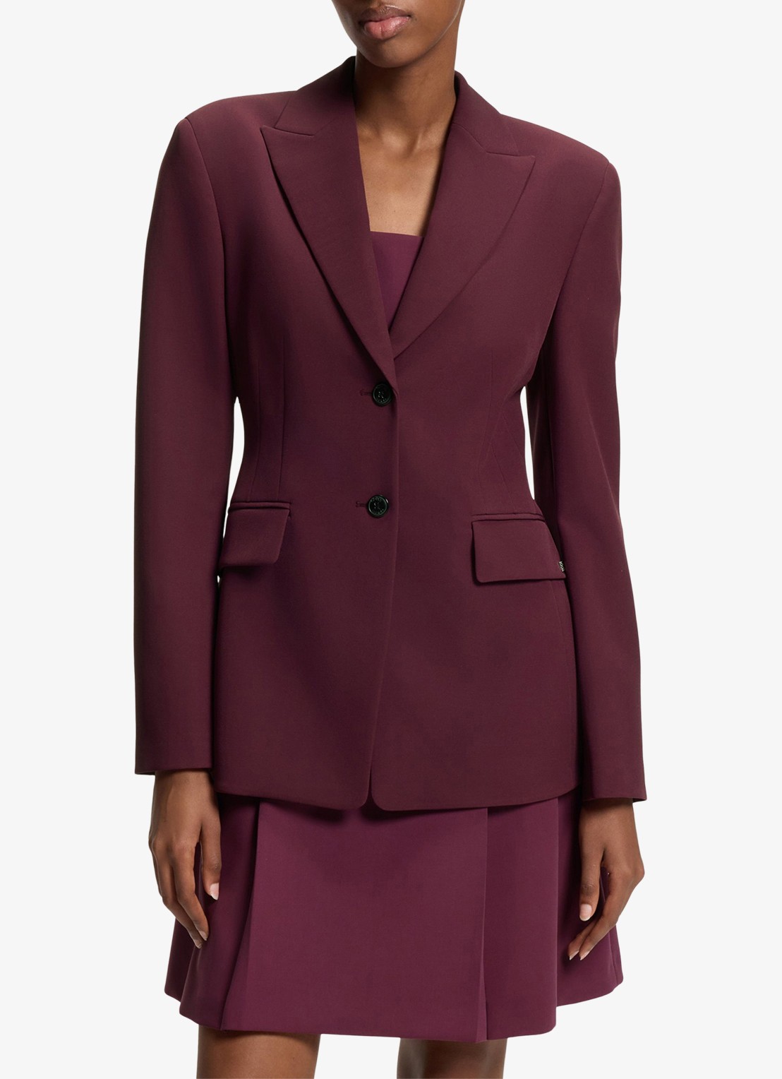 HUGO Regular-fit blazer van stretchmateriaal - detail 4 aubergine