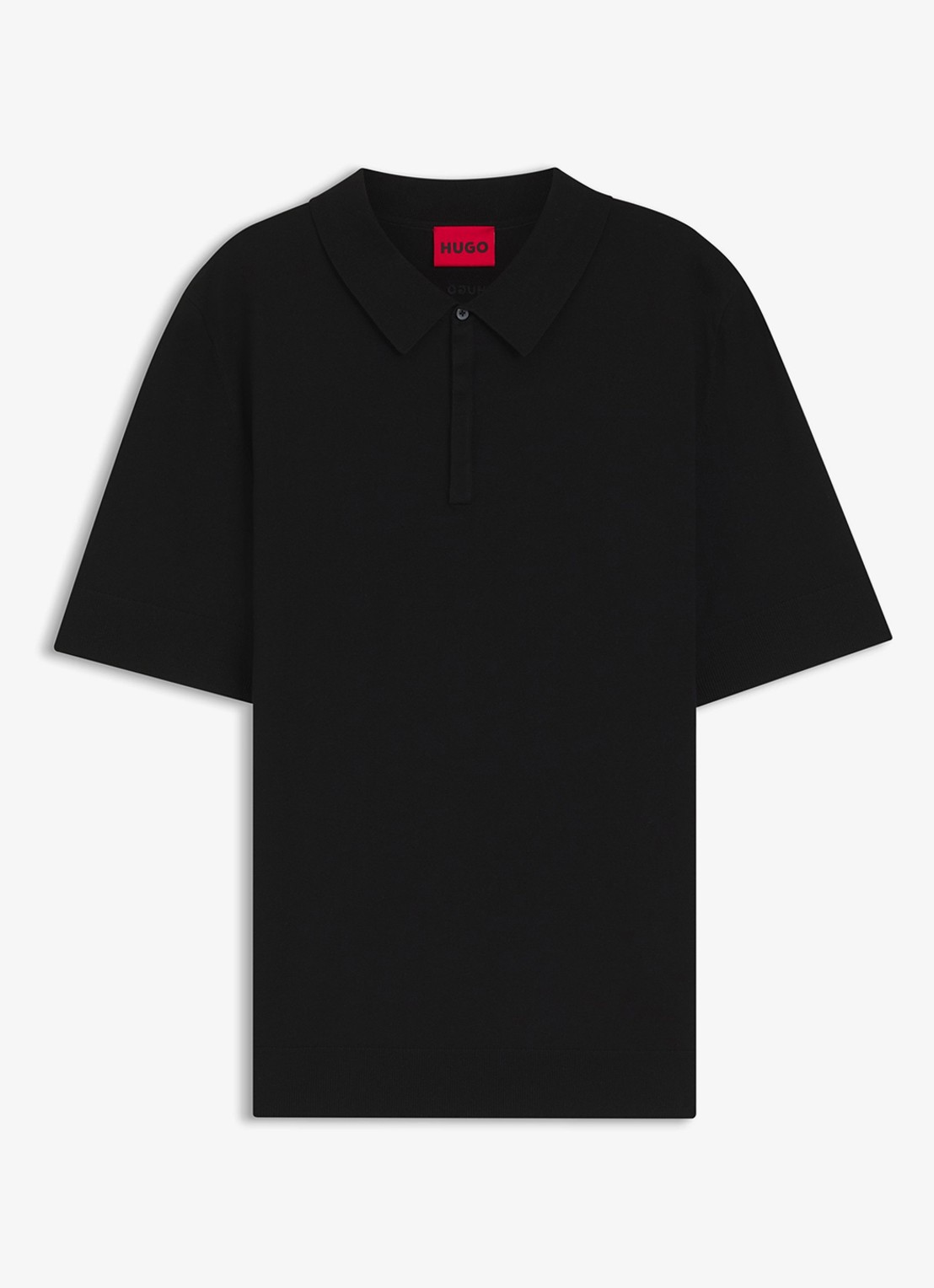HUGO Regular fit fijngebreide polo - voorkant zwart