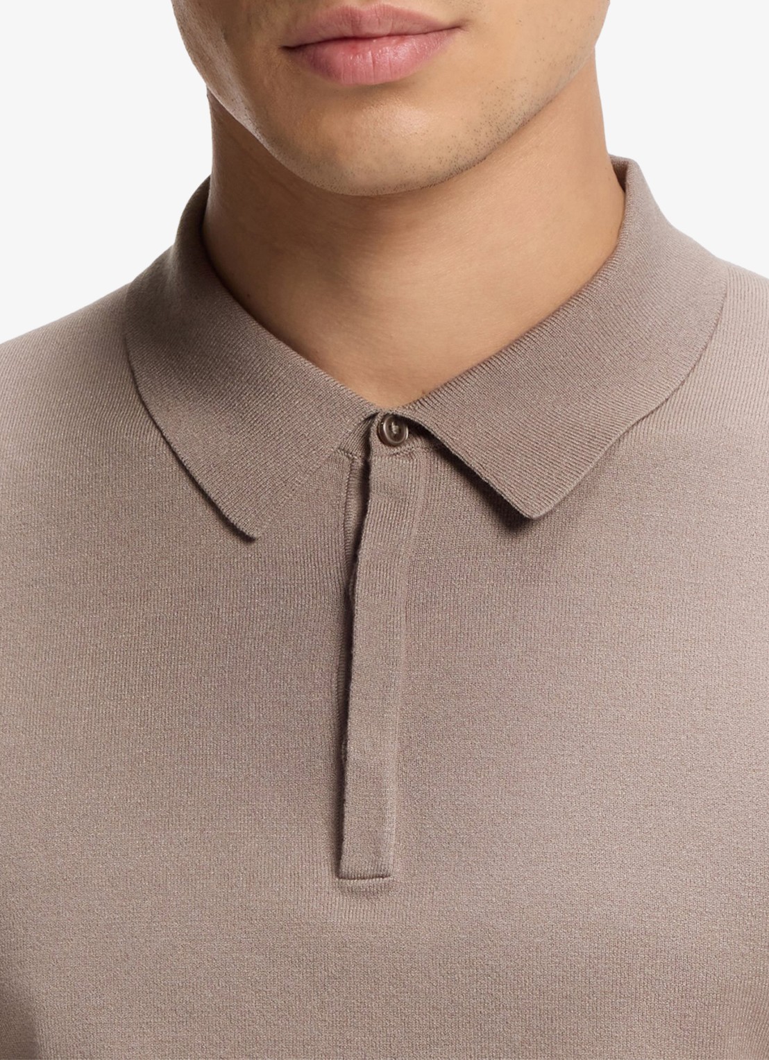 HUGO Regular fit fijngebreide polo - detail 5 lichtbruin