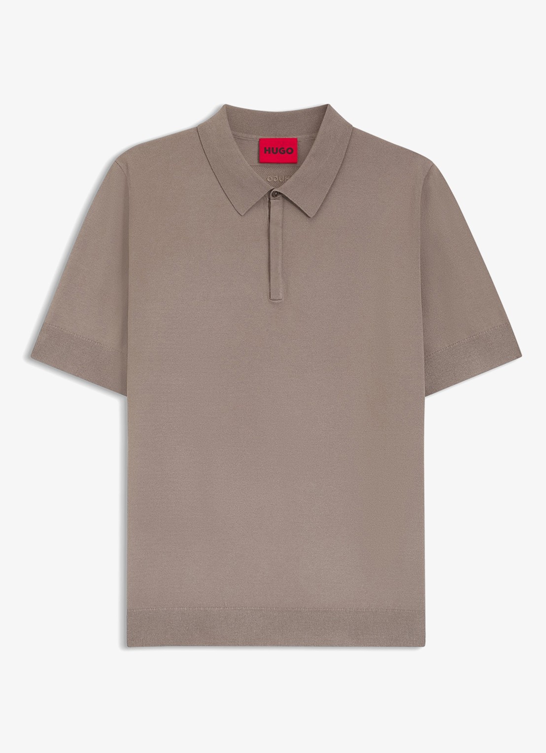 HUGO Regular fit fijngebreide polo - voorkant lichtbruin