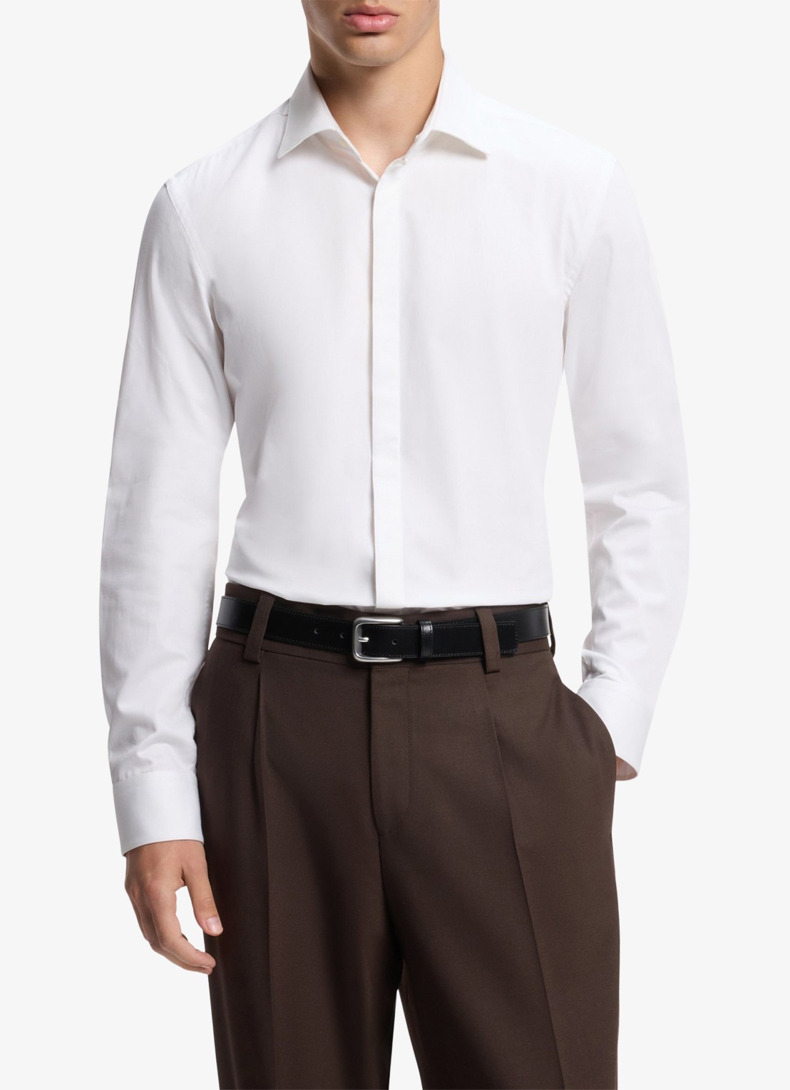 HUGO Regular fit overhemd met kraag - detail wit
