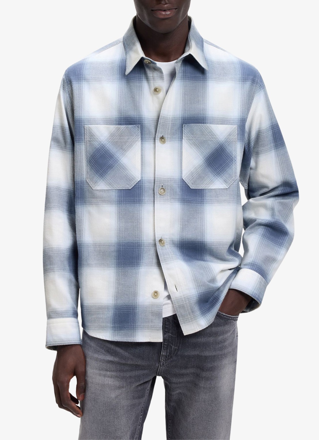 HUGO Regular fit overhemd met ruitdessin - detail 3 blauw