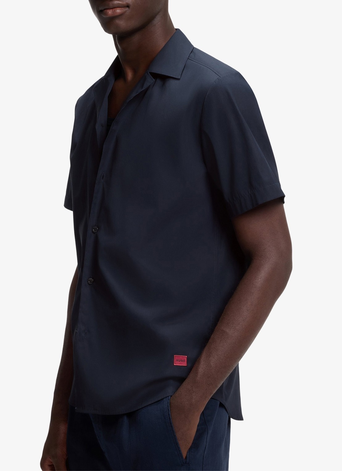 HUGO Regular fit overhemd van katoen - detail 4 blauw