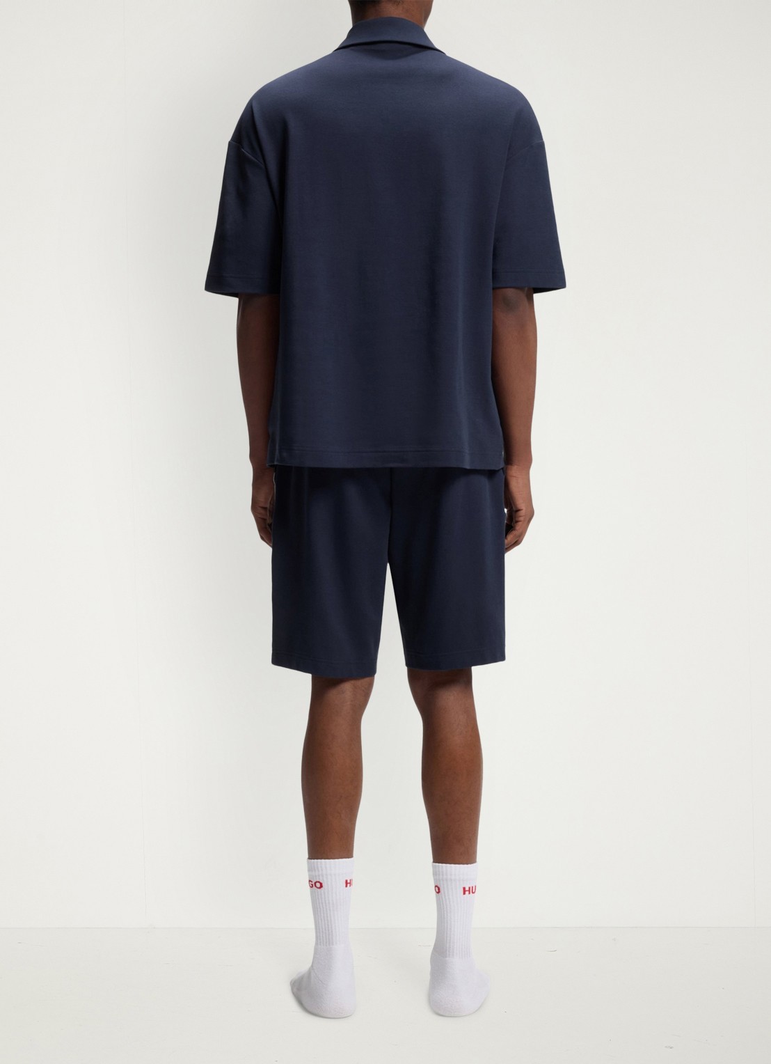 HUGO Regular fit polo met halve rits - achterkant 4 donkerblauw