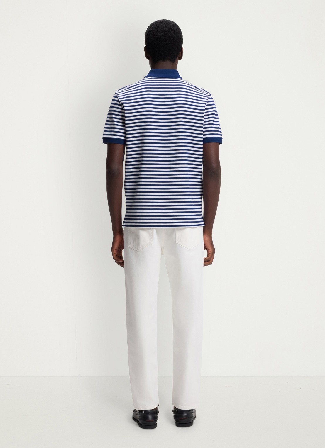 HUGO Regular fit polo met streepprint - achterkant wit