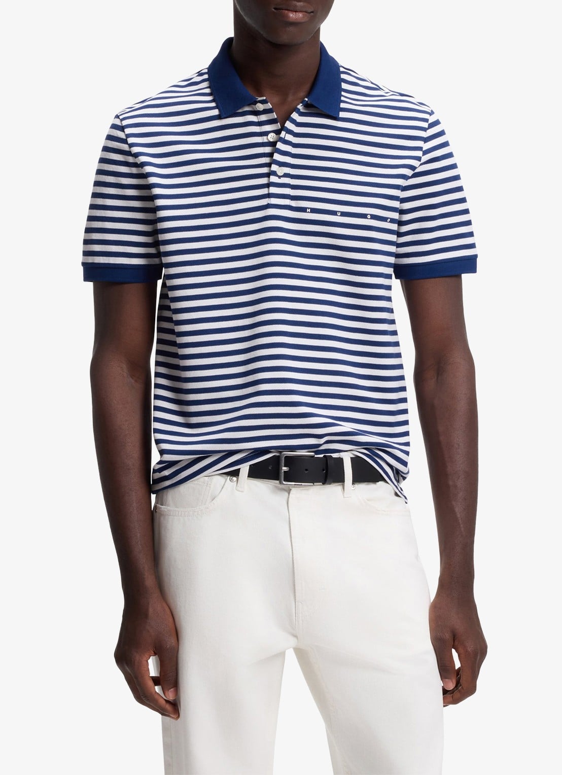 HUGO Regular fit polo met streepprint - detail 4 wit