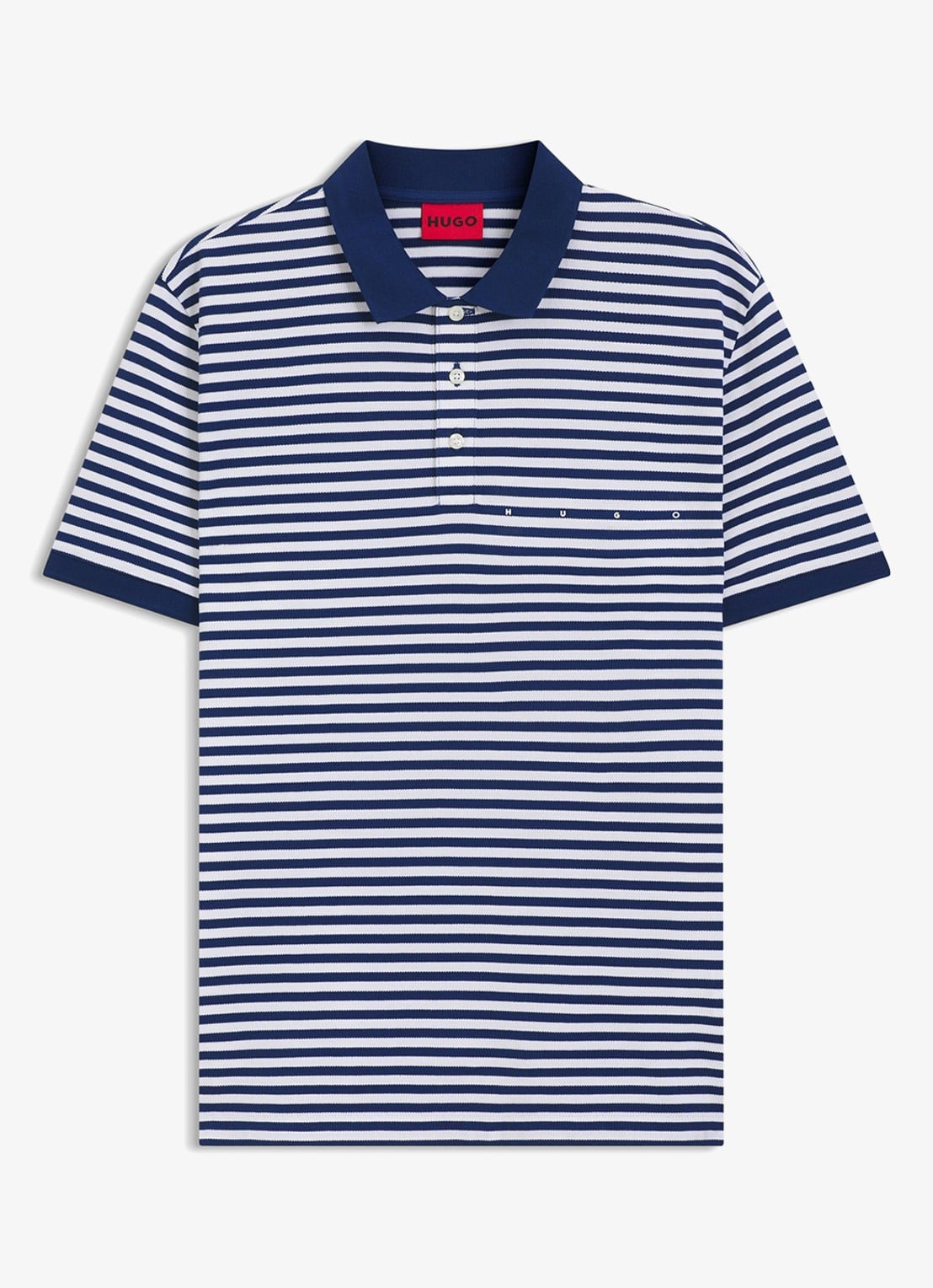 HUGO Regular fit polo met streepprint - voorkant wit