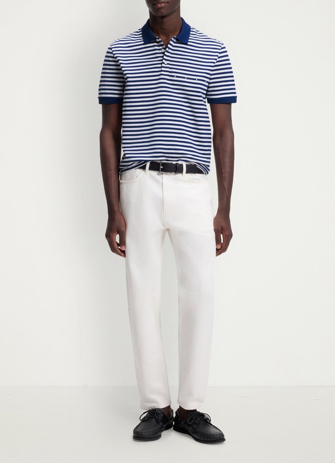 HUGO Regular fit polo met streepprint - voorkant 3 wit