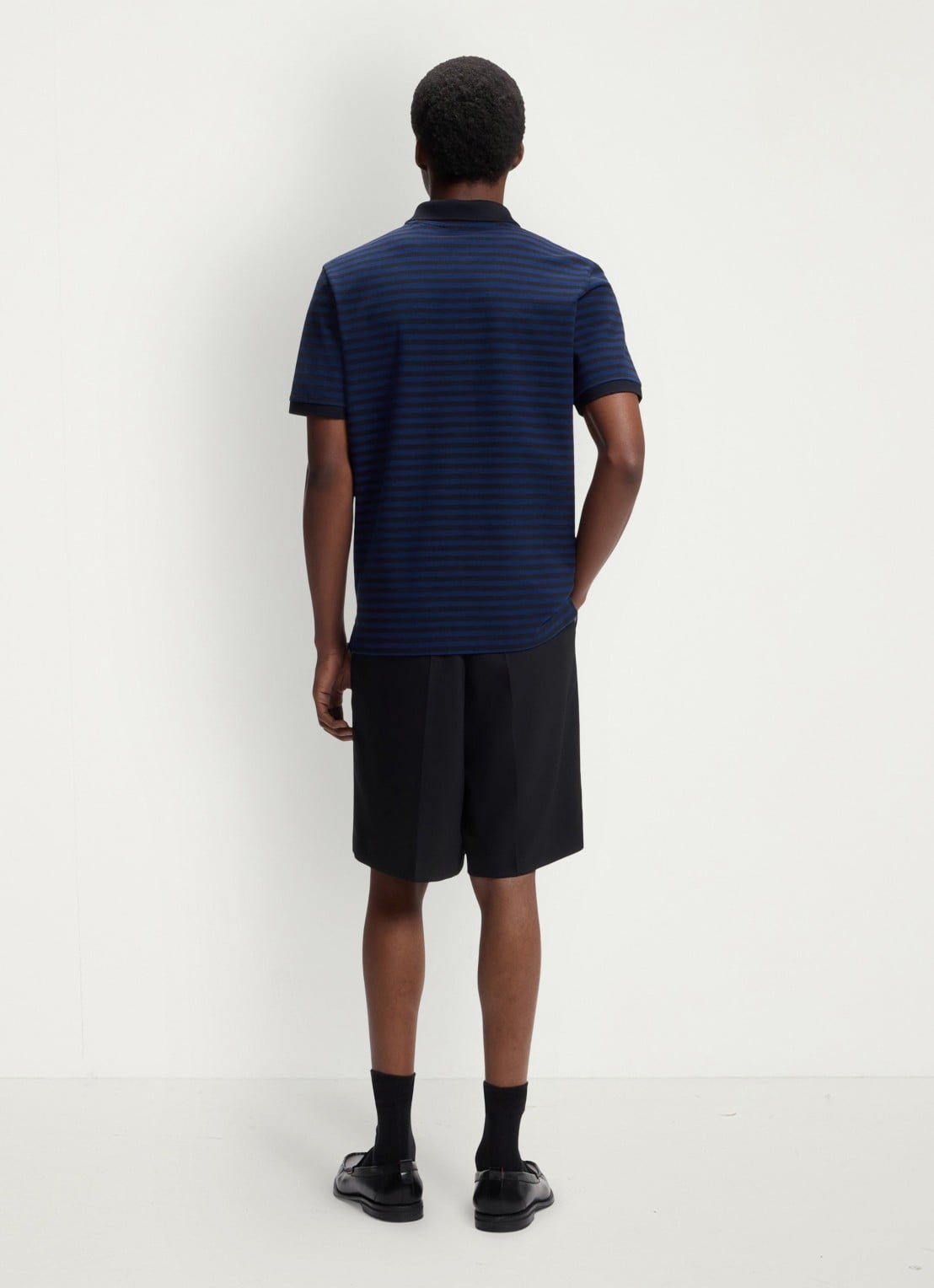 HUGO Regular fit polo met streepprint - achterkant 3 donkerblauw