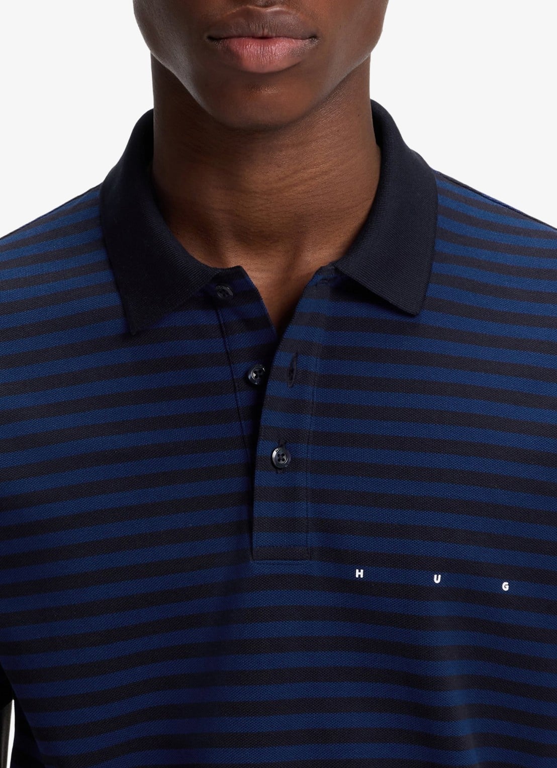 HUGO Regular fit polo met streepprint - detail 5 donkerblauw