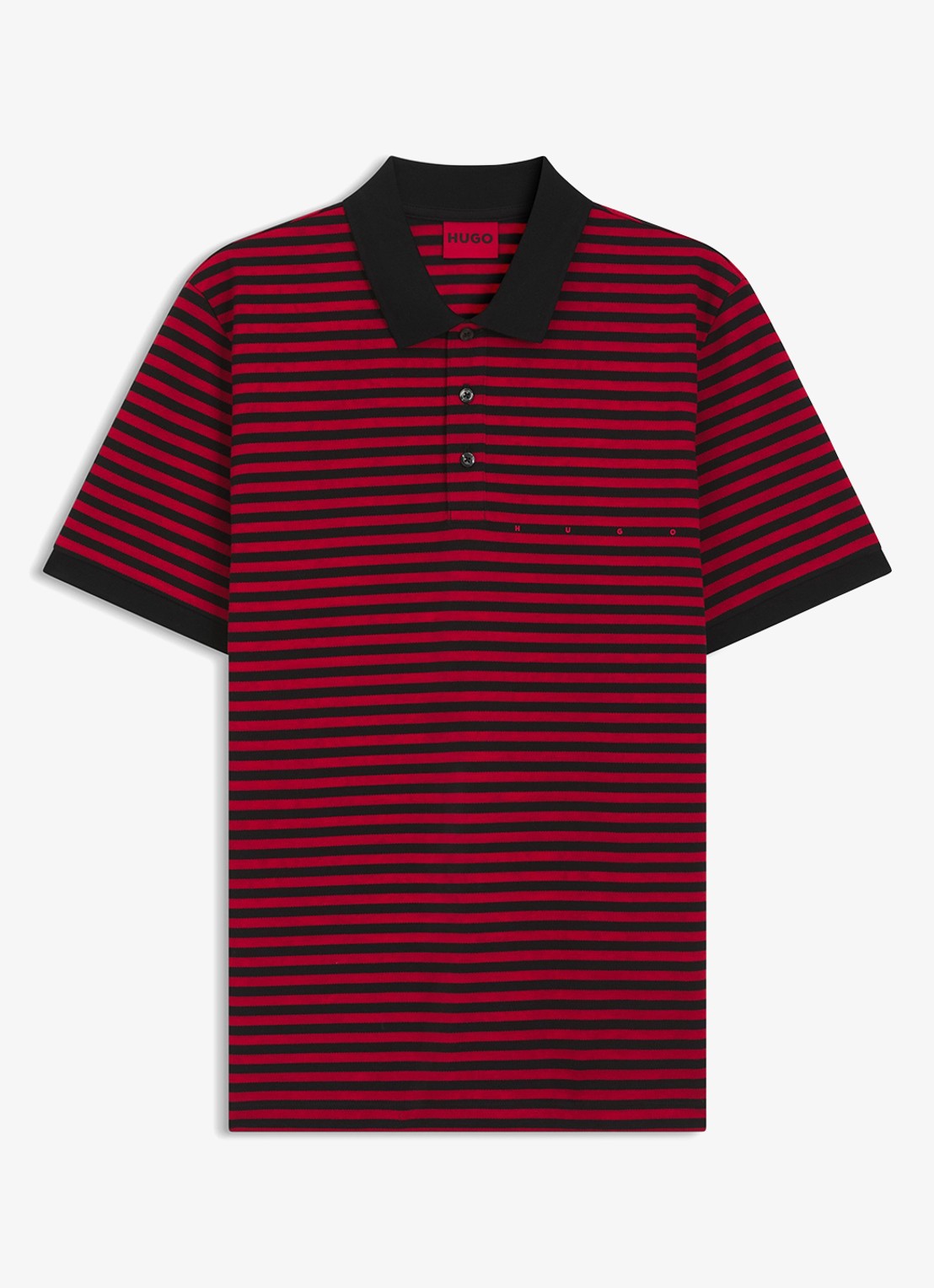 HUGO Regular fit polo met streepprint - voorkant rood