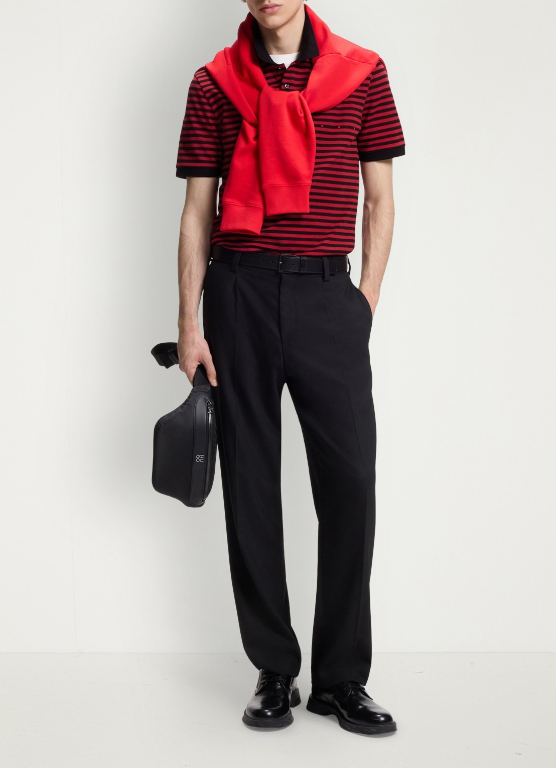 HUGO Regular fit polo met streepprint - voorkant 2 rood