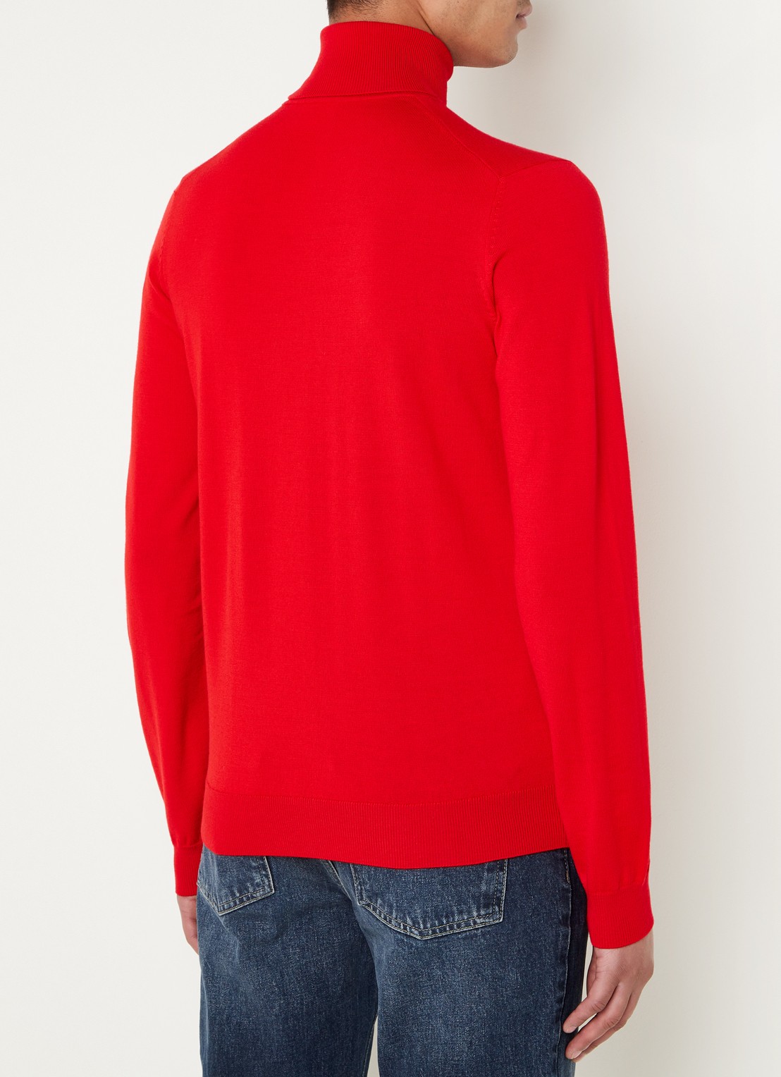 HUGO Regular-fit trui van scheerwol met col - achterkant 4 steenrood